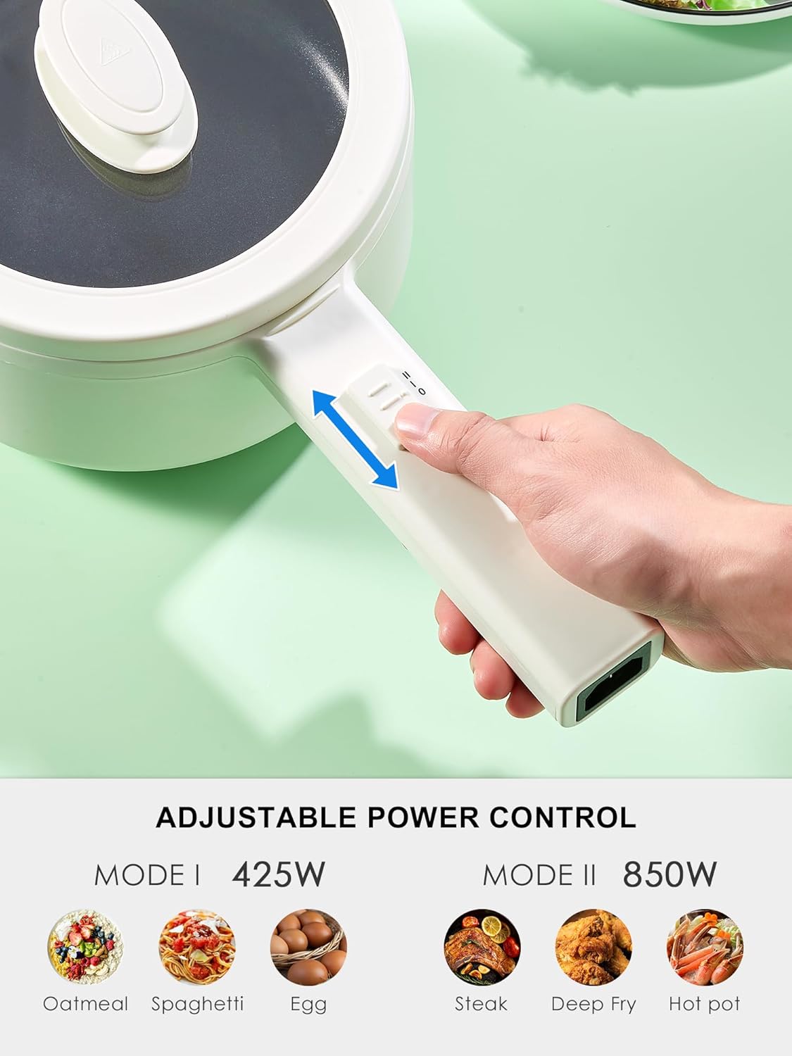 1761005656_Hot-Pot-Electric-With-Steamer-1.6L-Ramen-Cooker-Non-Stick-Saute-Pan-for-Steak-Egg-Fried-Rice-Ramen-Oatmeal-Soup-Portable-Personal-Perfect-Suit-Dorm-Room-and-Apartment-White.jpg Hot Pot Electric With Steamer, 1.6L Ramen Cooker Non-Stick Sauté Pan for Steak, Egg, Fried Rice, Ramen, Oatmeal, Soup, Portable Personal Perfect Suit Dorm Room and Apartment (White) - Image 3