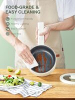 Hot Pot Electric With Steamer, 1.6L Ramen Cooker Non-Stick Sauté Pan for Steak, Egg, Fried Rice, Ramen, Oatmeal, Soup, Portable Personal Perfect Suit Dorm Room and Apartment (White) - Image 6