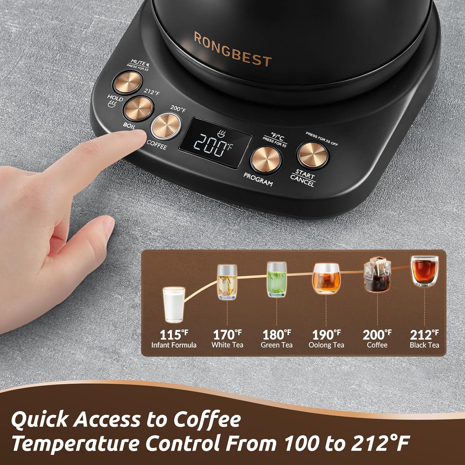 1761006861_Electric-Gooseneck-Kettle-1200W-6-Temperature-Settings-Stainless-Steel-Inner-Lid-Bottom-1L-Quick-Heating-Pour-Over-Kettle-for-Coffee-Tea-Matte-Black.jpg Electric Gooseneck Kettle, 1200W, 6 Temperature Settings, Stainless Steel Inner Lid & Bottom, 1L Quick Heating Pour Over Kettle for Coffee & Tea, Matte Black - Image 4