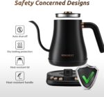 Electric Gooseneck Kettle, 1200W, 6 Temperature Settings, Stainless Steel Inner Lid & Bottom, 1L Quick Heating Pour Over Kettle for Coffee & Tea, Matte Black - Image 7