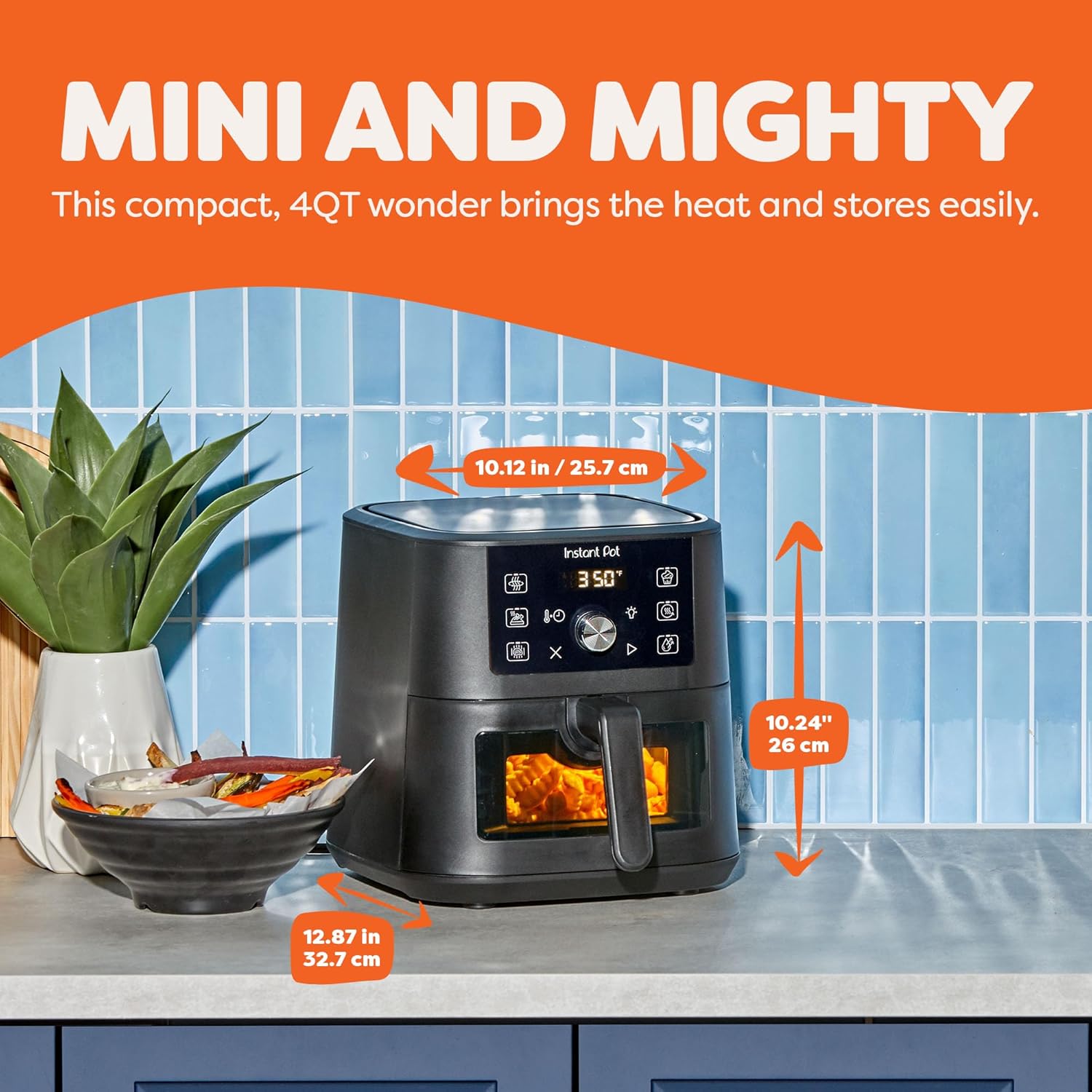 1761011438_Instant-Pot-4QT-VORTEX-6-in-1-Mini-Air-Fryer-Air-fry-Bake-Roast-Broil-Dehydrate-or-Reheat-Black-4-Quarts.jpg Instant Pot 4QT VORTEX 6-in-1 Mini Air Fryer, Air fry, Bake, Roast, Broil, Dehydrate or Reheat, Black, 4 Quarts - Image 3