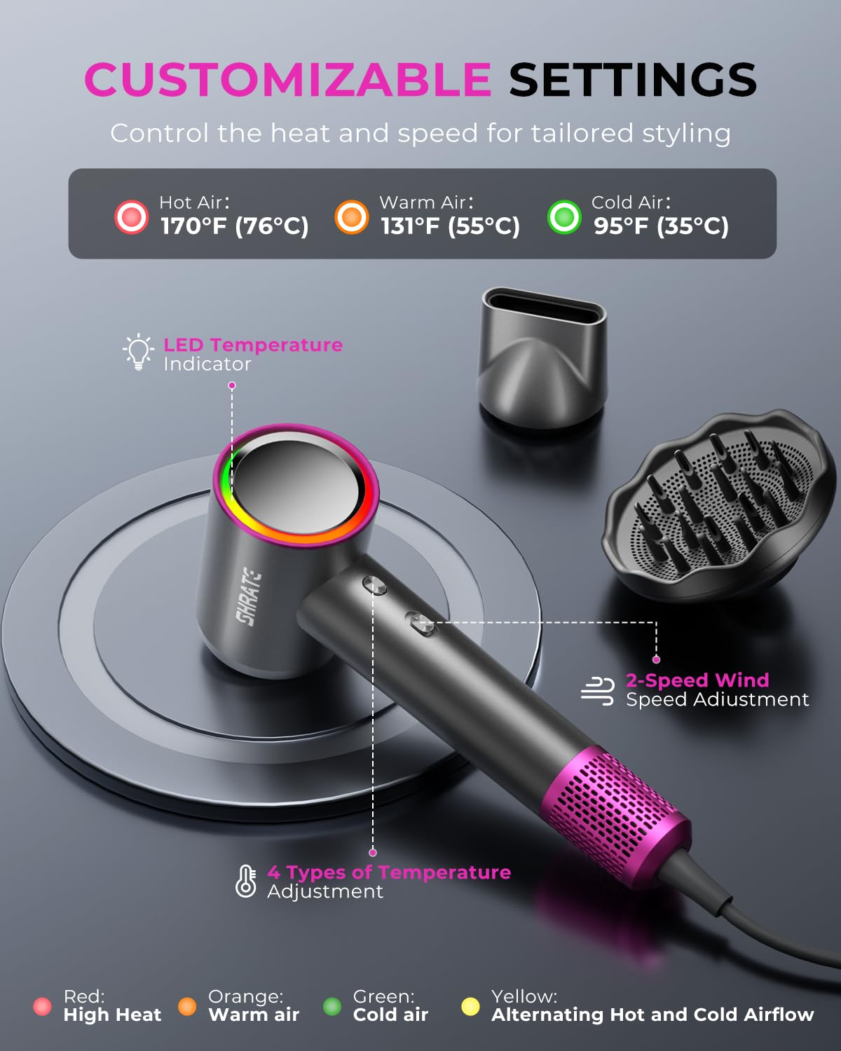 1761015615_SHRATE-Professional-High-Speed-Ionic-Hair-Dryer-Ultra-Fast-Drying-500-Million-Negative-Ions-Low-Noise-160000-RPM-Compact-Blow-Dryer-with-Magnetic-Diffuser-for-Faster-Drying-All-Hair-Types.jpg SHRATE Professional High Speed Ionic Hair Dryer | Ultra-Fast Drying | 500 Million Negative Ions | Low Noise | 160000 RPM | Compact Blow Dryer with Magnetic Diffuser for Faster Drying All Hair Types - Image 9