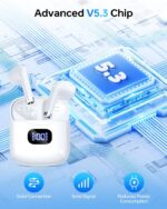 Wireless Earbuds Bluetooth 5.3 Headphones, 40Hrs Playback Stereo Ear Buds with LED Display Charging Case IPX7 Waterproof in-Ear Earphones with Mic for Phone Tablet Laptop Sports, White - Image 5