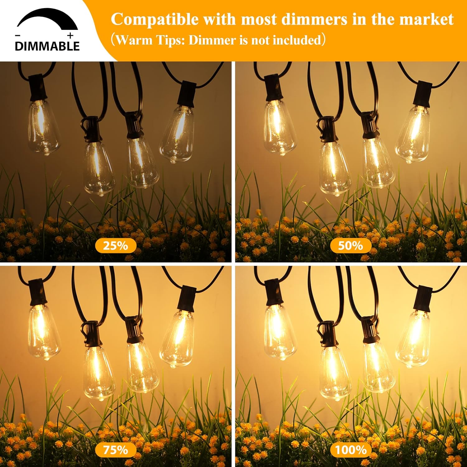 1761030610_Brightever-LED-Outdoor-String-Lights-100FT-Patio-Lights-with-52-Shatterproof-ST38-Vintage-Edison-Bulbs-Outside-Hanging-Light-Waterproof-for-Porch-Deck-Garden-Backyard-Balcony-Dimmable-2700K.jpg Brightever LED Outdoor String Lights 100FT Patio Lights with 52 Shatterproof ST38 Vintage Edison Bulbs, Outside Hanging Light Waterproof for Porch, Deck, Garden, Backyard, Balcony, Dimmable 2700K - Image 5