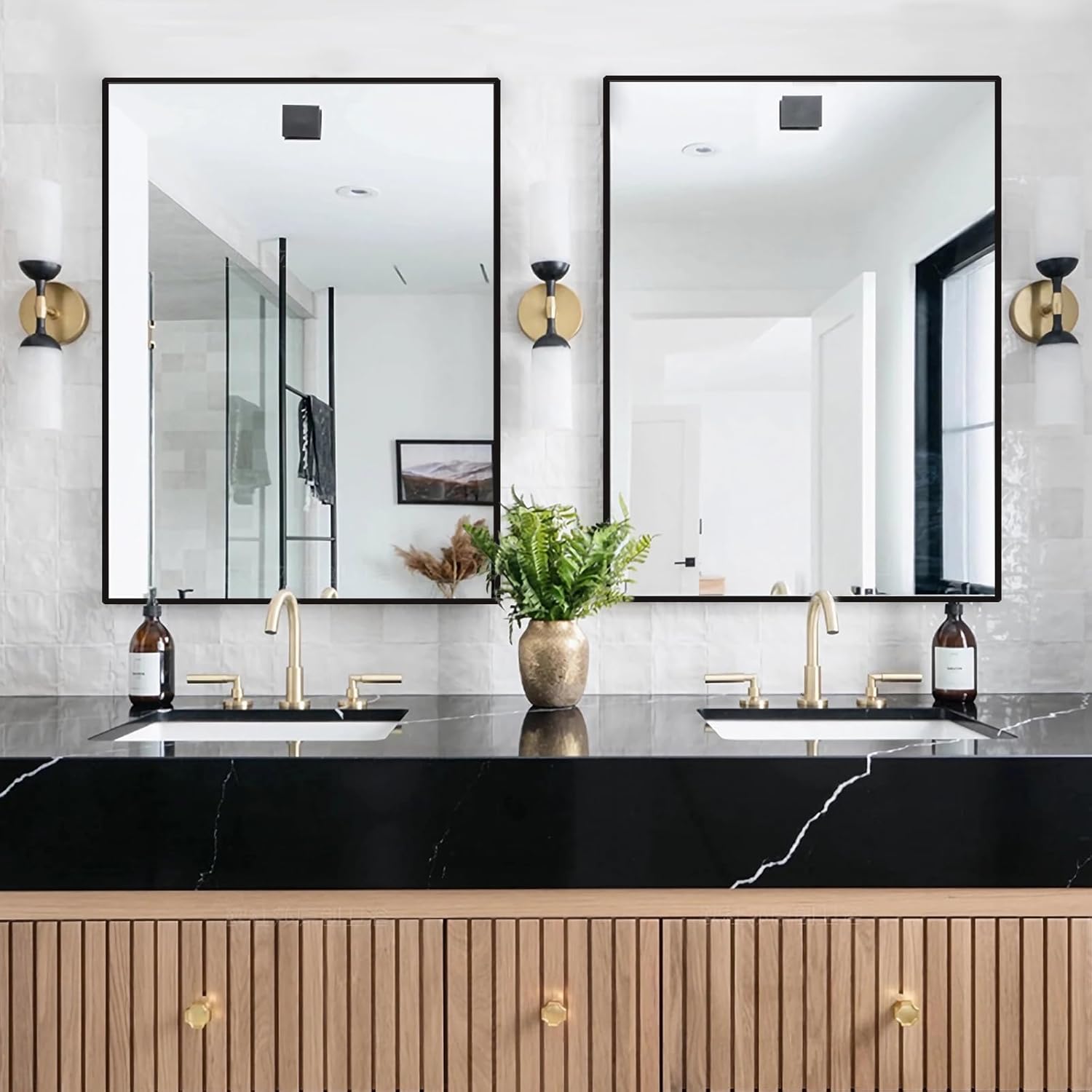 1761032646_Rectangle-Bathroom-Mirror-28x34-inch-Large-Mirror-with-Black-Frame-Rectangular-Vanity-Mirror-28-X-34-Modern-Matte-Wall-Mounting-Mirrors-Hang-Horizontal-or-Vertical.jpg Rectangle Bathroom Mirror 28x34 inch, Large Mirror with Black Frame, Rectangular Vanity Mirror 28" X 34", Modern Matte Wall Mounting Mirrors, Hang Horizontal or Vertical - Image 3
