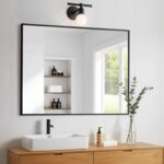 Rectangle Bathroom Mirror 28x34 inch, Large Mirror with Black Frame, Rectangular Vanity Mirror 28" X 34", Modern Matte Wall Mounting Mirrors, Hang Horizontal or Vertical - Image 5