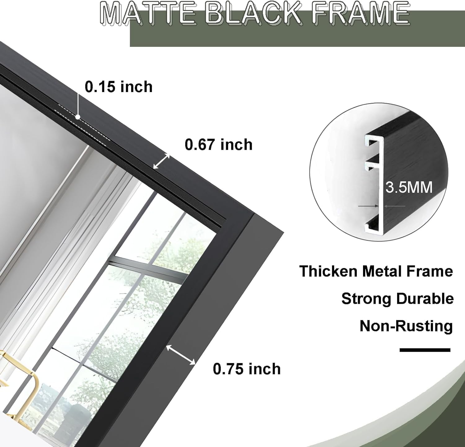 1761032653_Rectangle-Bathroom-Mirror-28x34-inch-Large-Mirror-with-Black-Frame-Rectangular-Vanity-Mirror-28-X-34-Modern-Matte-Wall-Mounting-Mirrors-Hang-Horizontal-or-Vertical.jpg Rectangle Bathroom Mirror 28x34 inch, Large Mirror with Black Frame, Rectangular Vanity Mirror 28" X 34", Modern Matte Wall Mounting Mirrors, Hang Horizontal or Vertical - Image 7
