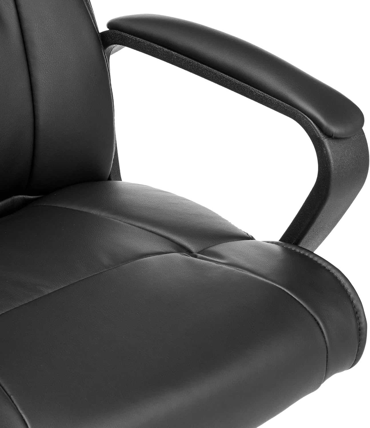 1761032906_Amazon-Basics-Office-Computer-Task-Desk-Chair-with-Padded-Armrests-Mid-Back-Adjustable-360-Swivel-Rolling-275-Pound-Capacity-24.2D-x-24W-x-34.8H-Black-Faux-Leather.jpg Amazon Basics Office Computer Task Desk Chair with Padded Armrests, Mid-Back, Adjustable, 360 Swivel, Rolling, 275 Pound Capacity, 24.2"D x 24"W x 34.8"H, Black Faux Leather - Image 7