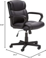 Amazon Basics Office Computer Task Desk Chair with Padded Armrests, Mid-Back, Adjustable, 360 Swivel, Rolling, 275 Pound Capacity, 24.2"D x 24"W x 34.8"H, Black Faux Leather - Image 8