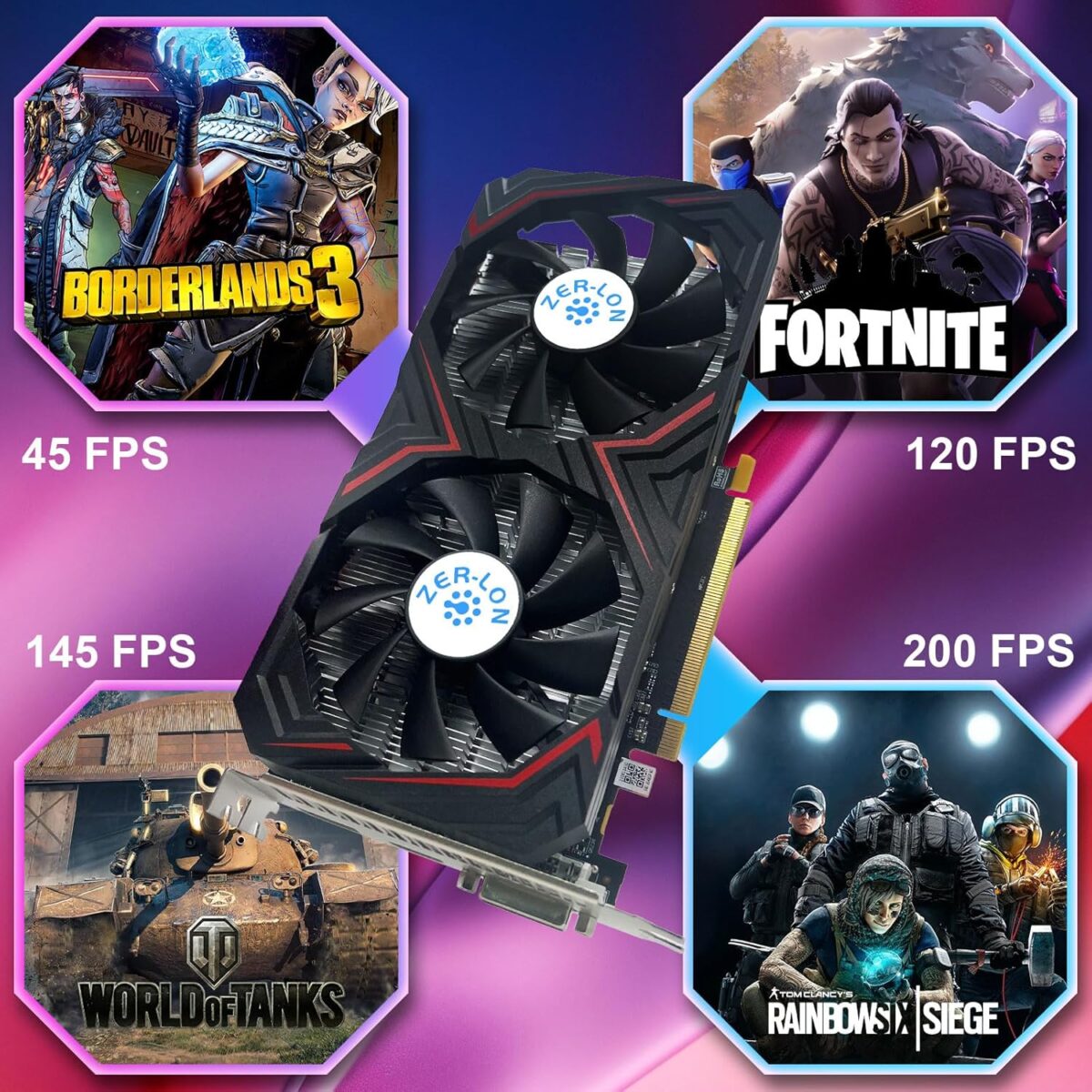 Radeon RX 590 8GB GME Graphics Card, 2304SP GDDR5 256 Bit PCIE 3.0X16 Computer Gaming Gpu, Dual Freeze Fans Video Card with HDMI/DP/DVI Ports Support 8K - Image 4