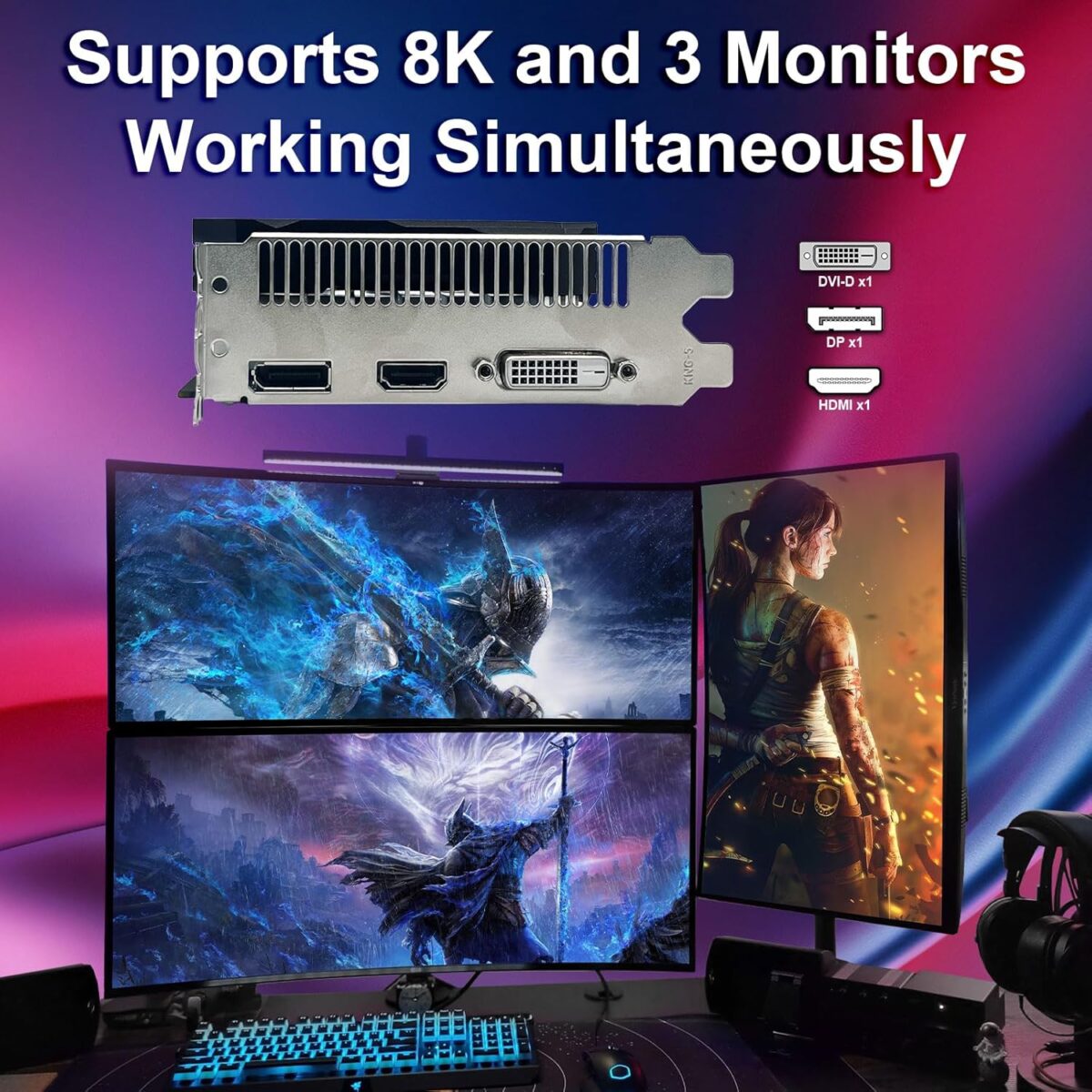 Radeon RX 590 8GB GME Graphics Card, 2304SP GDDR5 256 Bit PCIE 3.0X16 Computer Gaming Gpu, Dual Freeze Fans Video Card with HDMI/DP/DVI Ports Support 8K - Image 5