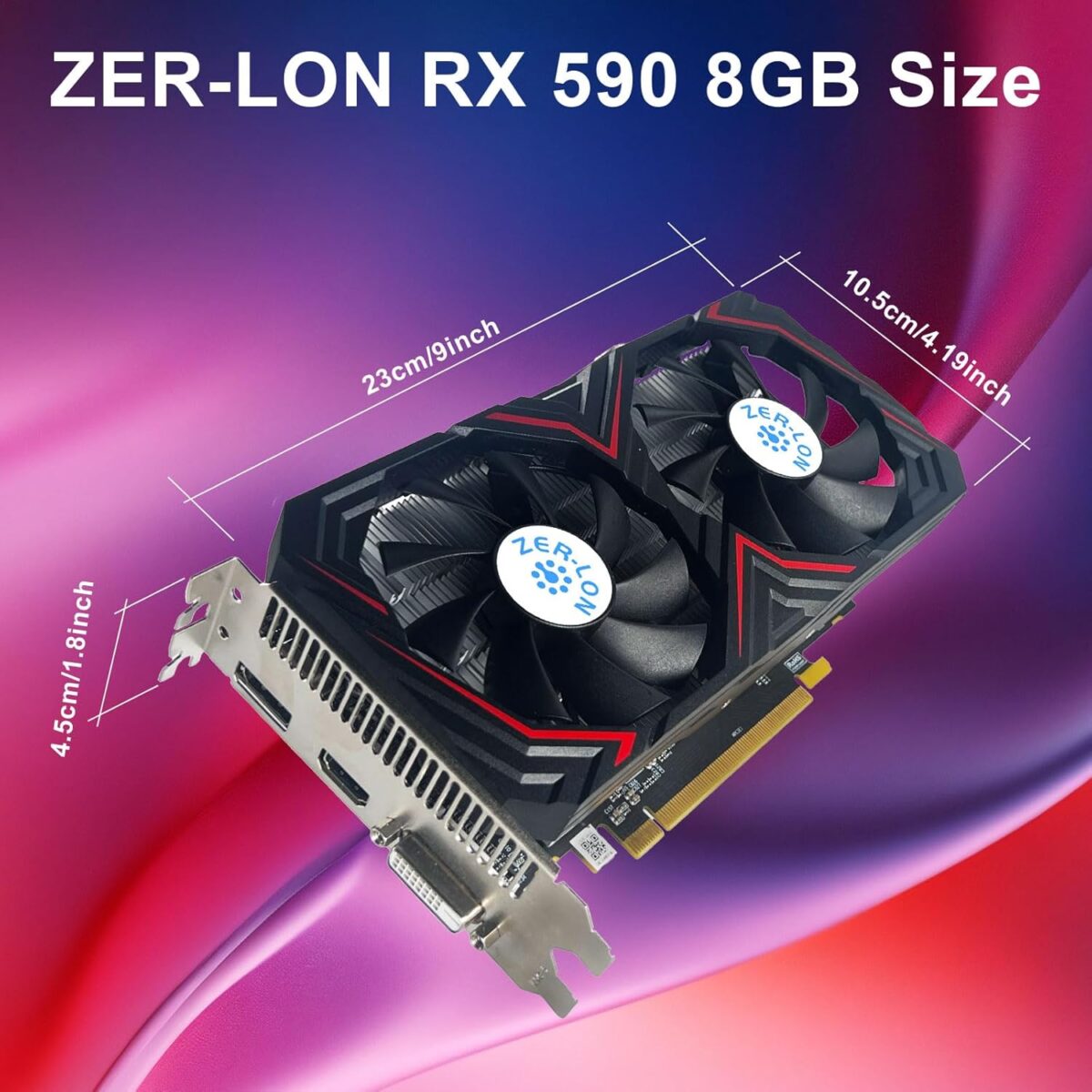 Radeon RX 590 8GB GME Graphics Card, 2304SP GDDR5 256 Bit PCIE 3.0X16 Computer Gaming Gpu, Dual Freeze Fans Video Card with HDMI/DP/DVI Ports Support 8K - Image 6