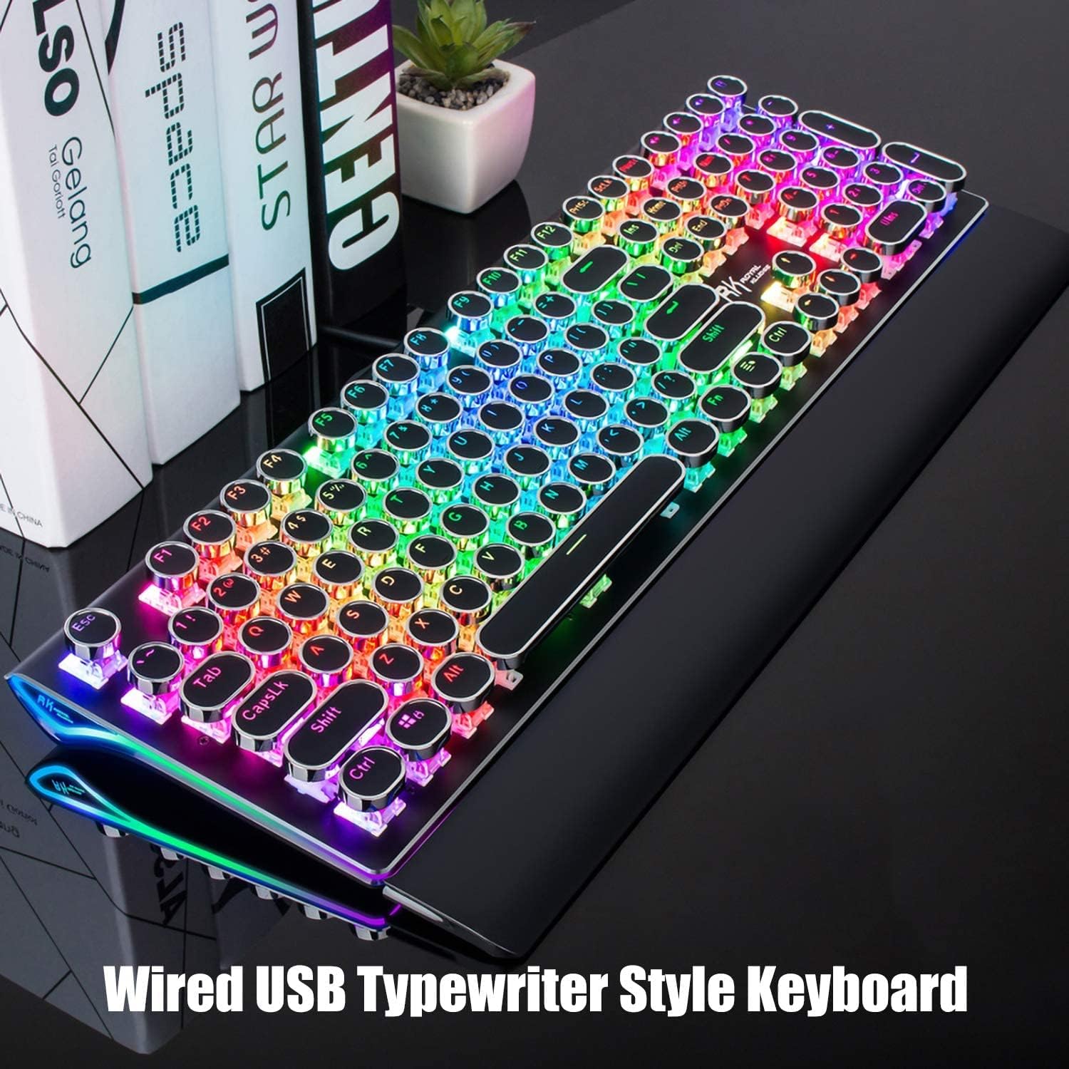 1761033112_RK-ROYAL-KLUDGE-S108-Typewriter-Keyboard-Retro-Mechanical-Gaming-Keyboard-Wired-108-Keys-with-RGB-Backlit-Sidelight-Detachable-Wrist-Rest-Round-Keycaps-Blue-Switches-Black.jpg RK ROYAL KLUDGE S108 Typewriter Keyboard, Retro Mechanical Gaming Keyboard Wired 108 Keys with RGB Backlit Sidelight, Detachable Wrist Rest, Round Keycaps Blue Switches - Black - Image 3