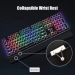 RK ROYAL KLUDGE S108 Typewriter Keyboard, Retro Mechanical Gaming Keyboard Wired 108 Keys with RGB Backlit Sidelight, Detachable Wrist Rest, Round Keycaps Blue Switches - Black - Image 4