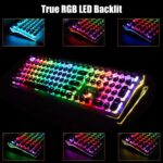 RK ROYAL KLUDGE S108 Typewriter Keyboard, Retro Mechanical Gaming Keyboard Wired 108 Keys with RGB Backlit Sidelight, Detachable Wrist Rest, Round Keycaps Blue Switches - Black - Image 6