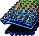 RK ROYAL KLUDGE S108 Typewriter Keyboard, Retro Mechanical Gaming Keyboard Wired 108 Keys with RGB Backlit Sidelight, Detachable Wrist Rest, Round Keycaps Blue Switches - Black - Image 9