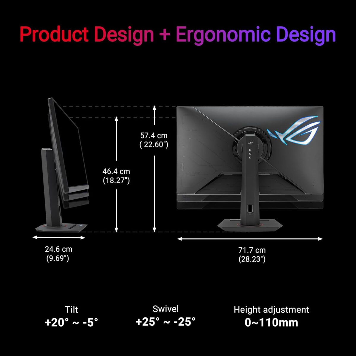 ASUS ROG Strix 32” 4K HDR Gaming Monitor (XG32UCG) – 3840x2160, Dual Mode (4K 160Hz/FHD 320Hz), 0.3ms, Fast IPS, Extreme Low Motion Blur Sync, USB-C, G-SYNC Compatible, Tripod Socket, 3 yr Warranty - Image 8