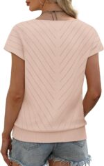 WIHOLL Short Sleeve Sweater for Women V Neck Trendy Summer Tops 2025 Beach Vacation Clothes Travel Business Casual Outfits - Image 6