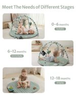 Blissful Diary Baby Play Gym Mat, Play Mat Activity Mat with 6 Detachable Toys for Stage-Based Sensory & Motor Skill Development, Easy to Install & Clean, Baby Essentials Gift, Sage Green - Image 5