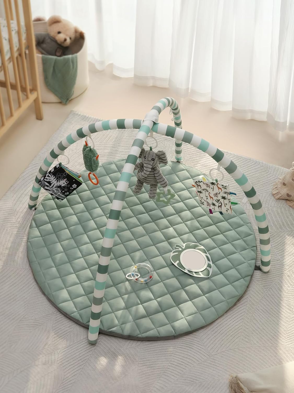 1761081933_Blissful-Diary-Baby-Play-Gym-Mat-Play-Mat-Activity-Mat-with-6-Detachable-Toys-for-Stage-Based-Sensory-Motor-Skill-Development-Easy-to-Install-Clean-Baby-Essentials-Gift-Sage-Green.jpg Blissful Diary Baby Play Gym Mat, Play Mat Activity Mat with 6 Detachable Toys for Stage-Based Sensory & Motor Skill Development, Easy to Install & Clean, Baby Essentials Gift, Sage Green - Image 9