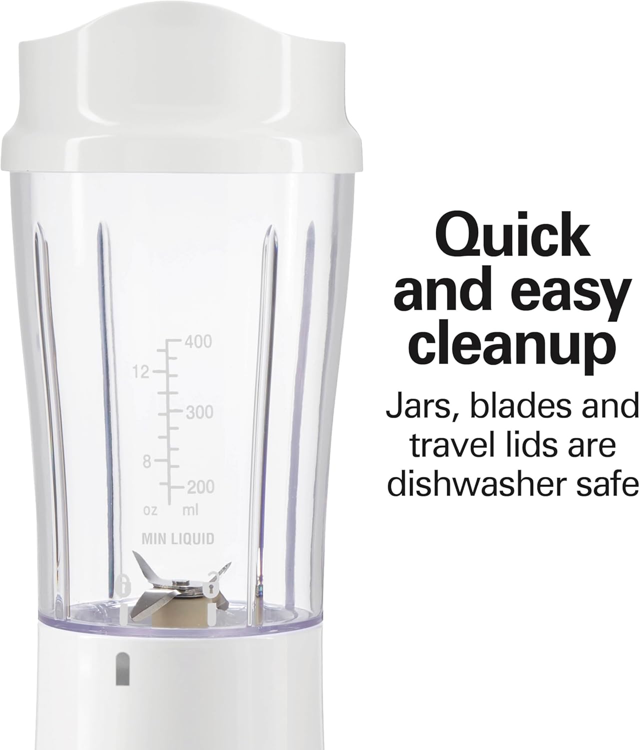 1761082270_Hamilton-Beach-Portable-Blender-for-Shakes-and-Smoothies-14-Oz-BPA-Free-Travel-Cup-Lid-Durable-Stainless-Steel-Blades-Personal-Smoothie-Blender-2-Jars-White-51102V.jpg Hamilton Beach Portable Blender for Shakes and Smoothies, 14 Oz BPA Free Travel Cup & Lid, Durable Stainless Steel Blades, Personal Smoothie Blender, 2 Jars - White (51102V) - Image 5