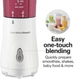 Hamilton Beach Portable Blender for Shakes and Smoothies, 14 Oz BPA Free Travel Cup & Lid, Durable Stainless Steel Blades, Personal Smoothie Blender, 2 Jars - White (51102V) - Image 7