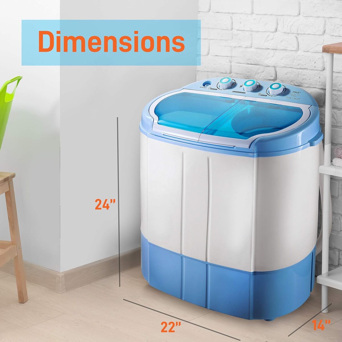 Pyle Portable 2-in-1 Washing Machine&Spin-Dryer-Convenient Top-Loading Easy Access,Energy&Water Efficient Design,Ideal for Smaller Loads-No Special Parts or Plumbing Required-2 FT Drainage Hose - Image 3