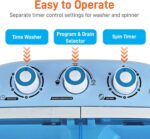 Pyle Portable 2-in-1 Washing Machine&Spin-Dryer-Convenient Top-Loading Easy Access,Energy&Water Efficient Design,Ideal for Smaller Loads-No Special Parts or Plumbing Required-2 FT Drainage Hose - Image 4