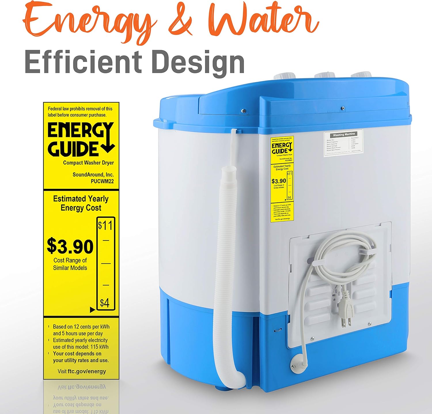 1761083134_Pyle-Portable-2-in-1-Washing-MachineSpin-Dryer-Convenient-Top-Loading-Easy-AccessEnergyWater-Efficient-DesignIdeal-for-Smaller-Loads-No-Special-Parts-or-Plumbing-Required-2-FT-Drainage-Hose.jpg Pyle Portable 2-in-1 Washing Machine&Spin-Dryer-Convenient Top-Loading Easy Access,Energy&Water Efficient Design,Ideal for Smaller Loads-No Special Parts or Plumbing Required-2 FT Drainage Hose - Image 6