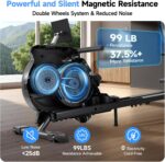 Rowing Machine for Home, 350 LB Capacity, 16-Level Silent Resistance, Magnetic Rowing Machines for Home Foldable, Full-Body Workout Compact Rowing Machine for Cardio & Strength with APP Support - Image 3