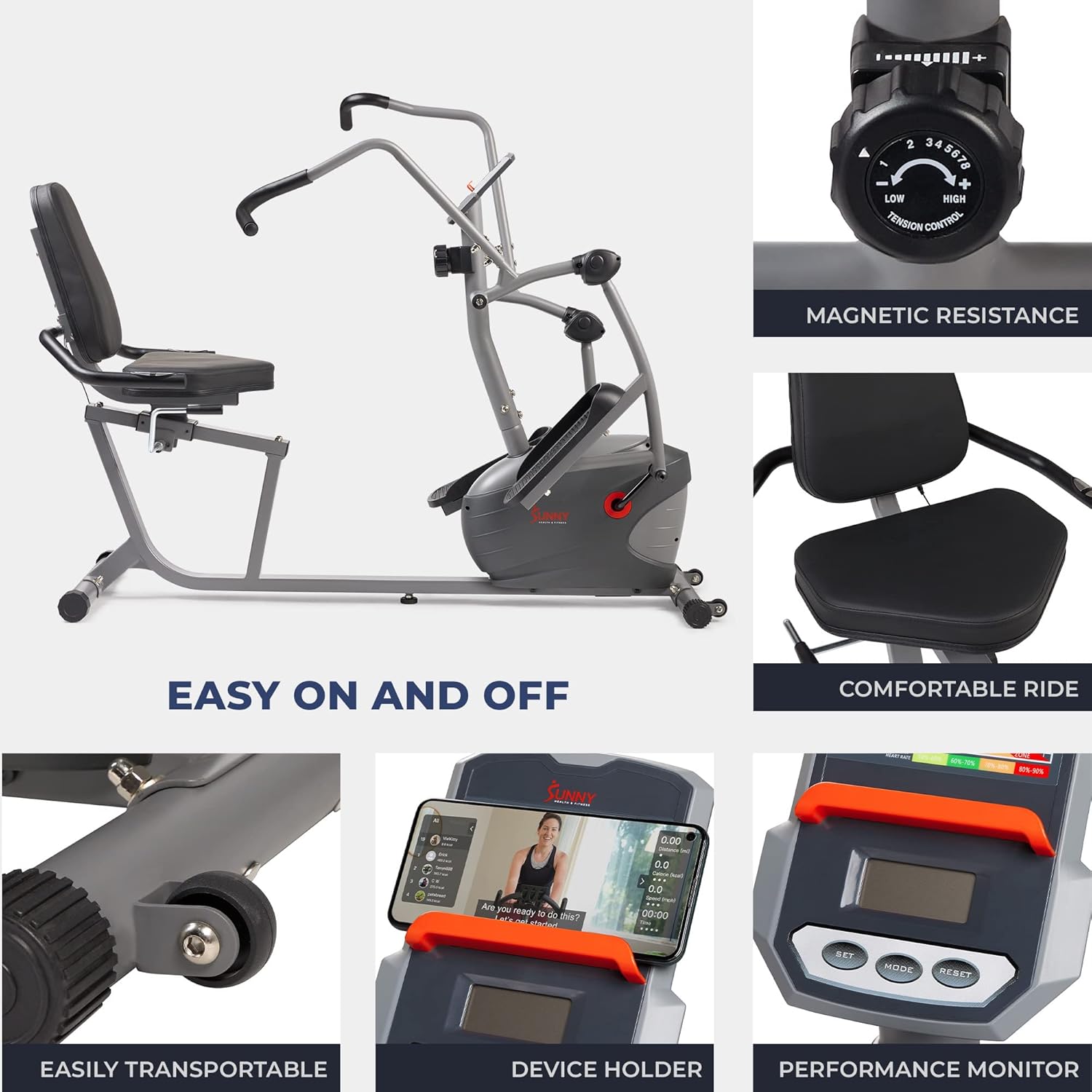 1761086737_Sunny-Health-Fitness-Smart-Recumbent-Bike-Full-Body-Home-Training-with-ArmLeg-Exercisers-Indoor-Cycling-Workout-Machine-Plus-Adjustable-Seat-Bulit-in-Pulse-Sensors-Free-SunnyFit-App-Connection.jpg Sunny Health & Fitness Smart Recumbent Bike, Full-Body Home Training with Arm/Leg Exercisers, Indoor Cycling Workout Machine Plus Adjustable Seat & Bulit-in Pulse Sensors, Free SunnyFit App Connection - Image 6