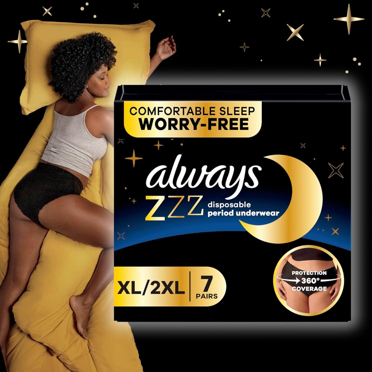 Always ZZZ Overnight Disposable Period Underwear for Women Small/Medium, 360° Coverage for Worry-Free Nights, 14 Count (2 Packs of 7) - Image 10