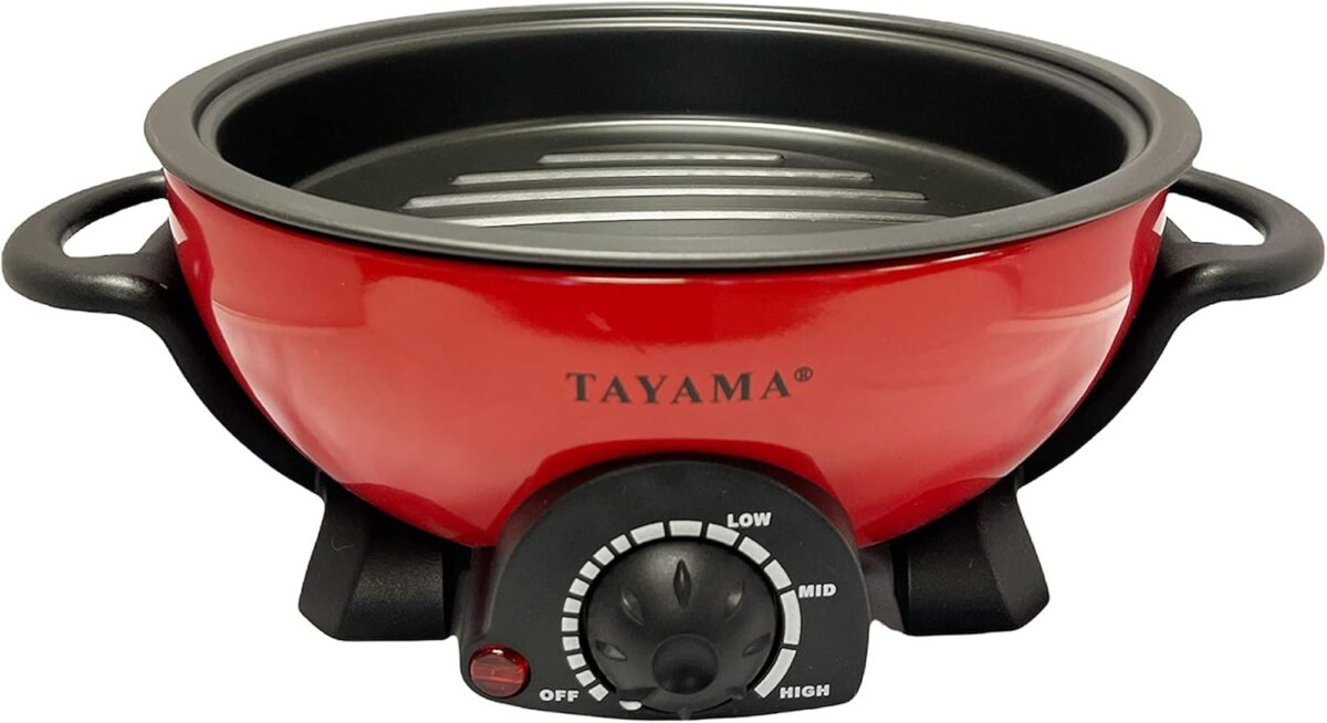 Shabu and Grill 3 Qt. Red Electric Multi-Cooker with Stainless Steel Pot - Image 6