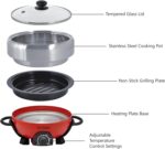 Shabu and Grill 3 Qt. Red Electric Multi-Cooker with Stainless Steel Pot - Image 7