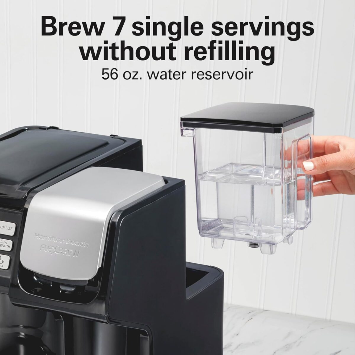 Hamilton Beach FlexBrew Trio 2-Way Coffee Maker, Compatible with K-Cup Pods or Grounds, Combo, Single Serve & Full 12c Pot, Black - Fast Brewing (49902) - Image 5