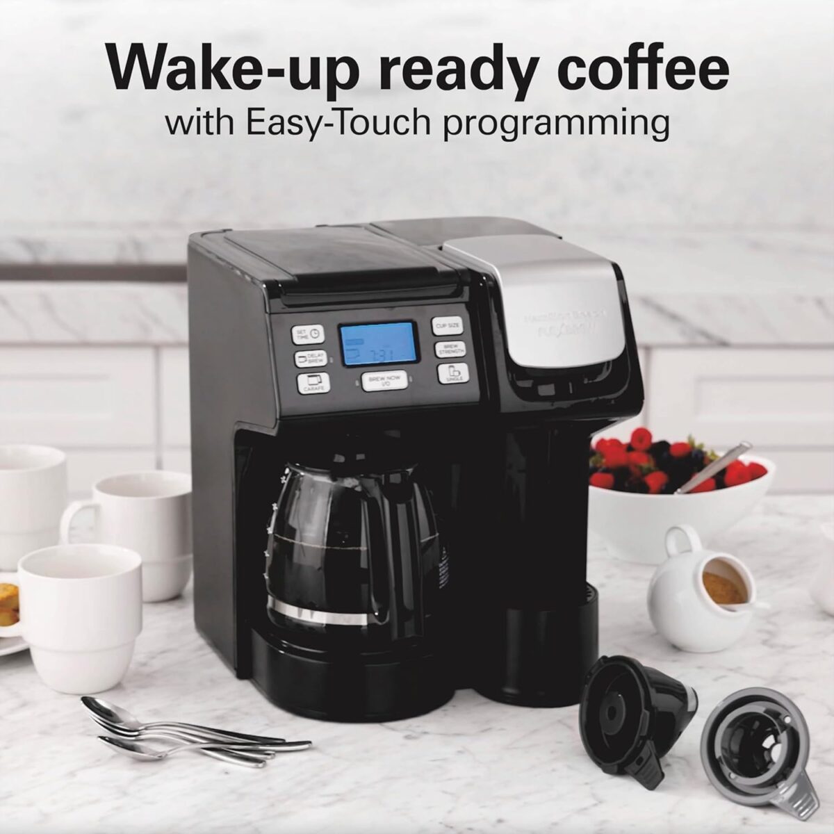 Hamilton Beach FlexBrew Trio 2-Way Coffee Maker, Compatible with K-Cup Pods or Grounds, Combo, Single Serve & Full 12c Pot, Black - Fast Brewing (49902) - Image 6
