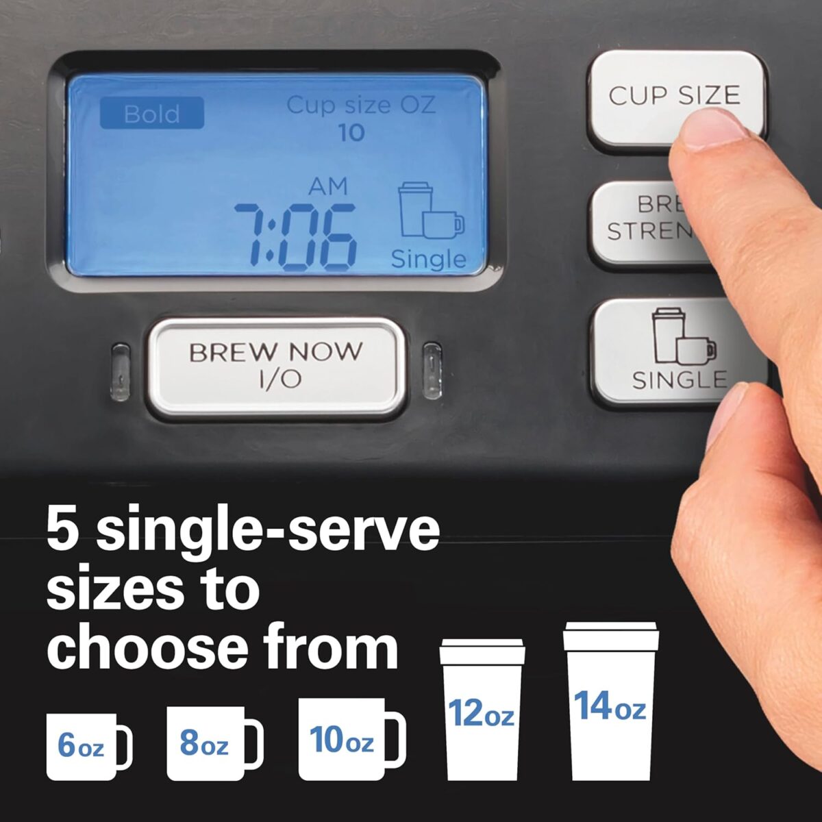 Hamilton Beach FlexBrew Trio 2-Way Coffee Maker, Compatible with K-Cup Pods or Grounds, Combo, Single Serve & Full 12c Pot, Black - Fast Brewing (49902) - Image 7