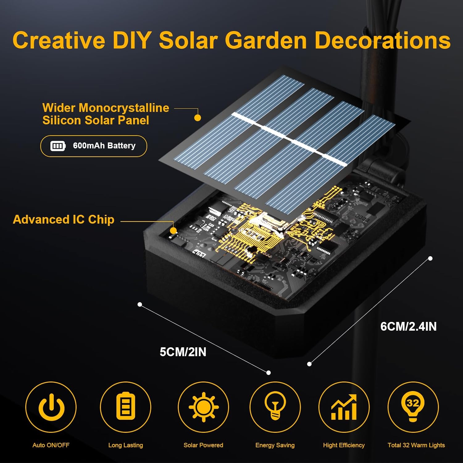 Solar Lights Outdoor - Upgraded 4-Pack of 32 LEDs Solar Garden Light,IP65 Waterproof Outdoor Decor Firefly Lights for Yard,Pathway Decoration,Unique Gifts for Women and Grandma (Warm White) - Image 5