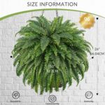 50" Artificial Boston Ferns, Fake Bush Plants, Large Faux Ferns with 96 Fronds for Outdoors Home Decor - Image 3