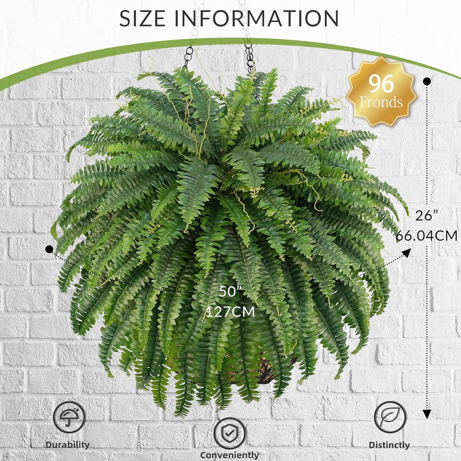 1761120618_50-Artificial-Boston-Ferns-Fake-Bush-Plants-Large-Faux-Ferns-with-96-Fronds-for-Outdoors-Home-Decor.jpg 50" Artificial Boston Ferns, Fake Bush Plants, Large Faux Ferns with 96 Fronds for Outdoors Home Decor - Image 3