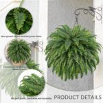 50" Artificial Boston Ferns, Fake Bush Plants, Large Faux Ferns with 96 Fronds for Outdoors Home Decor - Image 4
