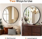 Round Bathroom Mirror 20 Inch Black Metal Framed Wall Mounted Circle Vanity Mirror for Bathroom, Bedroom, Living Room, Entryway, Anti-Rust, Modern Decorative, Hanging or Leaning - Image 6