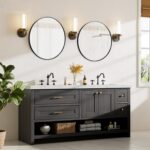 Round Bathroom Mirror 20 Inch Black Metal Framed Wall Mounted Circle Vanity Mirror for Bathroom, Bedroom, Living Room, Entryway, Anti-Rust, Modern Decorative, Hanging or Leaning - Image 8