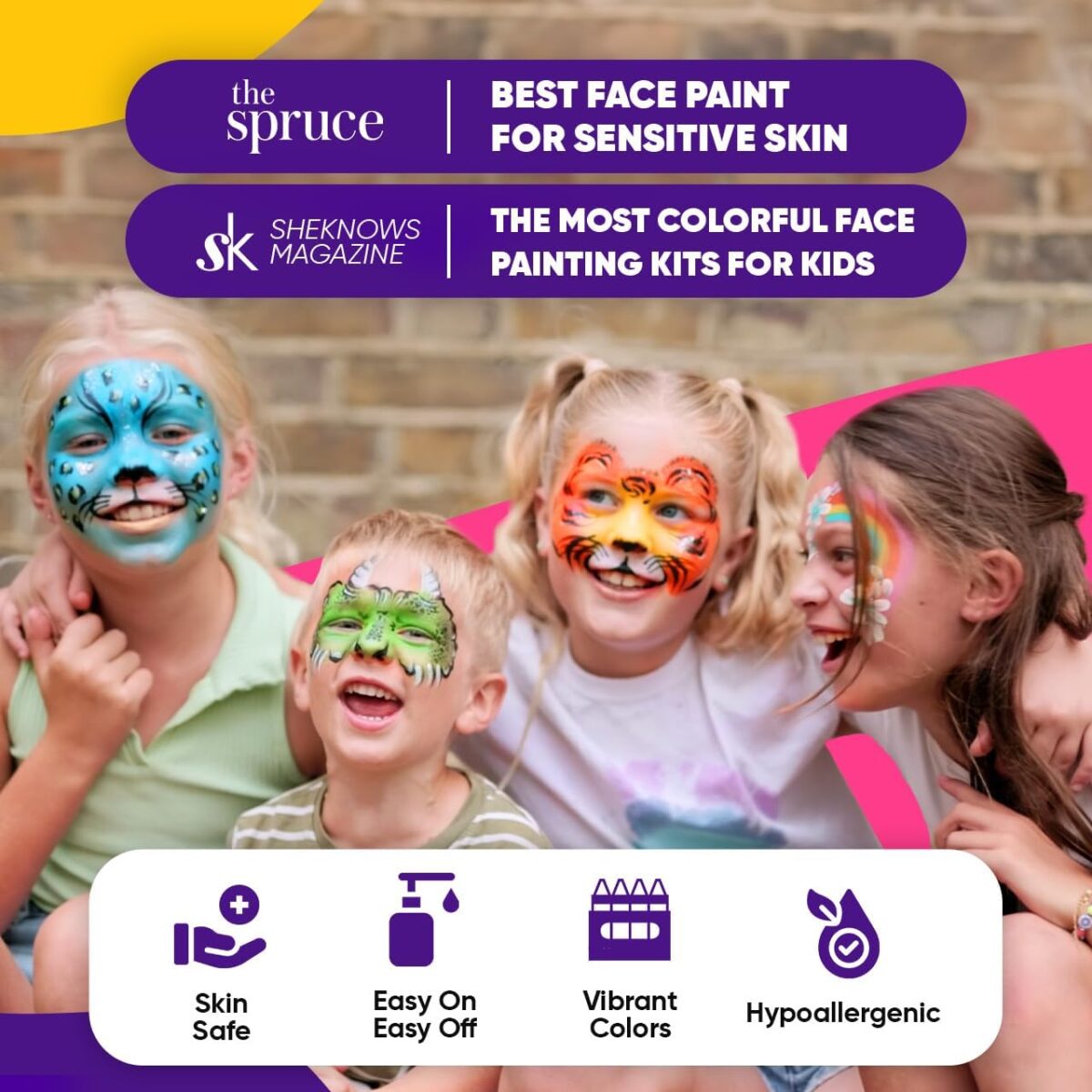 28 Color Face Painting Kit for Kids - Blue Squid Face Paint Kit Palette with 160pc accessories Stencils, Water Activated Non Toxic Washable Professional Facepaint body set Halloween Party Makeup - Image 3