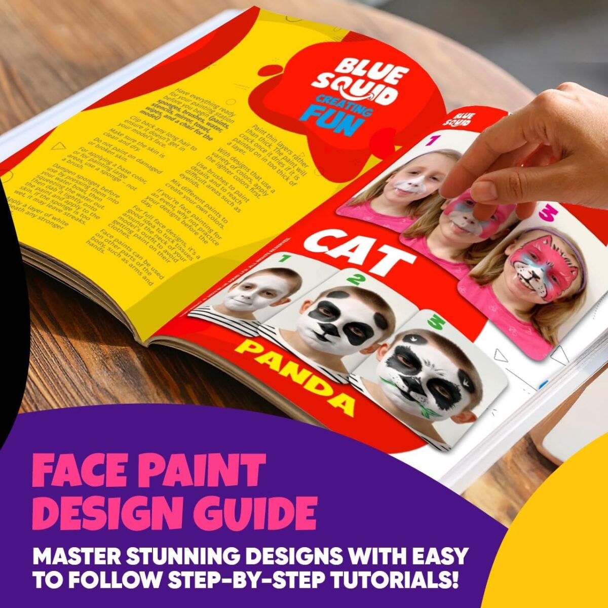 28 Color Face Painting Kit for Kids - Blue Squid Face Paint Kit Palette with 160pc accessories Stencils, Water Activated Non Toxic Washable Professional Facepaint body set Halloween Party Makeup - Image 6