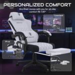 Dowinx Gaming Chair, Fabric Gaming Chairs for Adults with Pocket Spring Cushions and Lumbar Support, Ergonomic Massage Computer Chair with Footrest for Big and Tall, Gray - Image 9