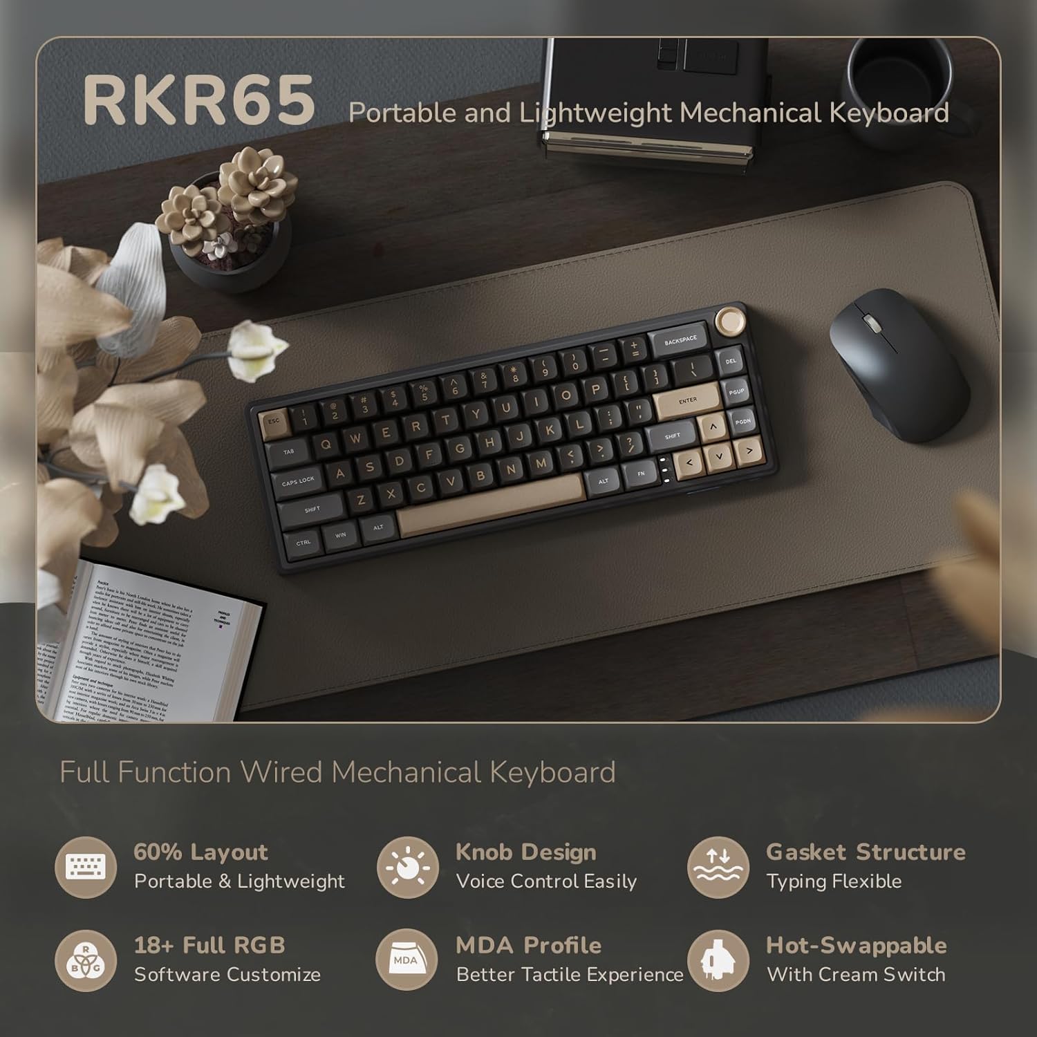 1761122504_RK-ROYAL-KLUDGE-R65-Wired-Gaming-Keyboard-with-Volume-Knob-60-Percent-RGB-Backlit-Mechanical-Keyboard-Gasket-Mount-with-PBT-Keycaps-MDA-Profile-QMKVIA-66-Keys-Hot-Swappable-Cream-Switch-Black.jpg RK ROYAL KLUDGE R65 Wired Gaming Keyboard with Volume Knob, 60% Percent RGB Backlit Mechanical Keyboard Gasket Mount with PBT Keycaps, MDA Profile, QMK/VIA, 66 Keys Hot Swappable Cream Switch, Black - Image 3