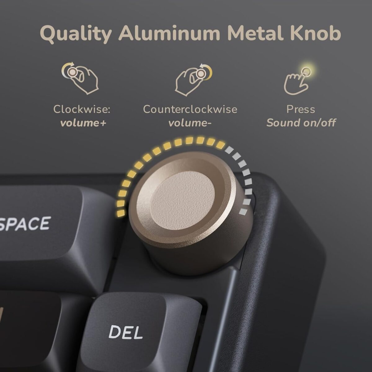 RK ROYAL KLUDGE R65 Wired Gaming Keyboard with Volume Knob, 60% Percent RGB Backlit Mechanical Keyboard Gasket Mount with PBT Keycaps, MDA Profile, QMK/VIA, 66 Keys Hot Swappable Cream Switch, Black - Image 4
