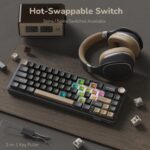 RK ROYAL KLUDGE R65 Wired Gaming Keyboard with Volume Knob, 60% Percent RGB Backlit Mechanical Keyboard Gasket Mount with PBT Keycaps, MDA Profile, QMK/VIA, 66 Keys Hot Swappable Cream Switch, Black - Image 6