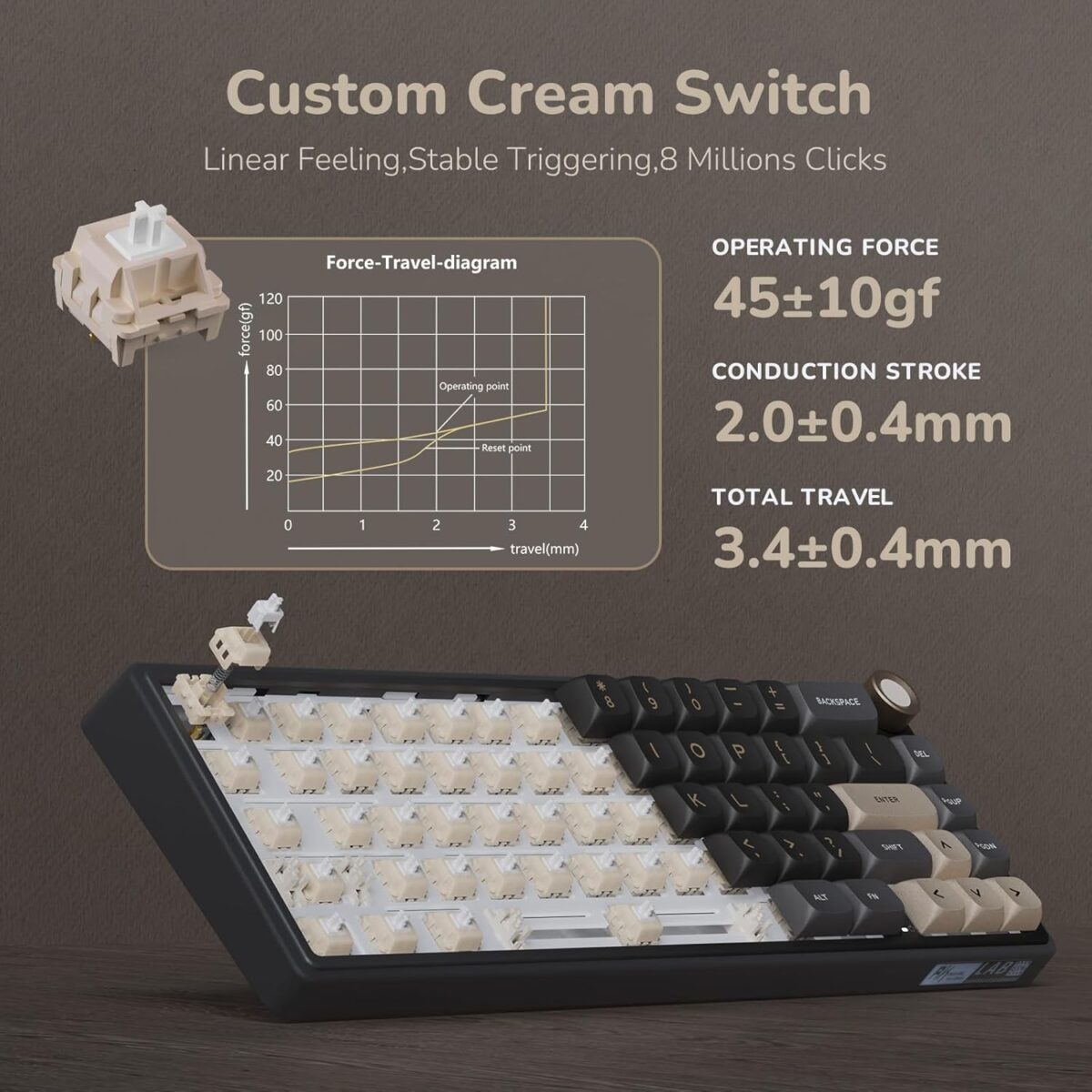 RK ROYAL KLUDGE R65 Wired Gaming Keyboard with Volume Knob, 60% Percent RGB Backlit Mechanical Keyboard Gasket Mount with PBT Keycaps, MDA Profile, QMK/VIA, 66 Keys Hot Swappable Cream Switch, Black - Image 8